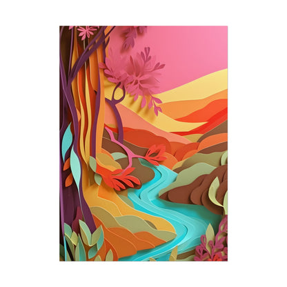 Vibrant Paper Quilled Canyon: Eye-Catching Landscape Art - Poster