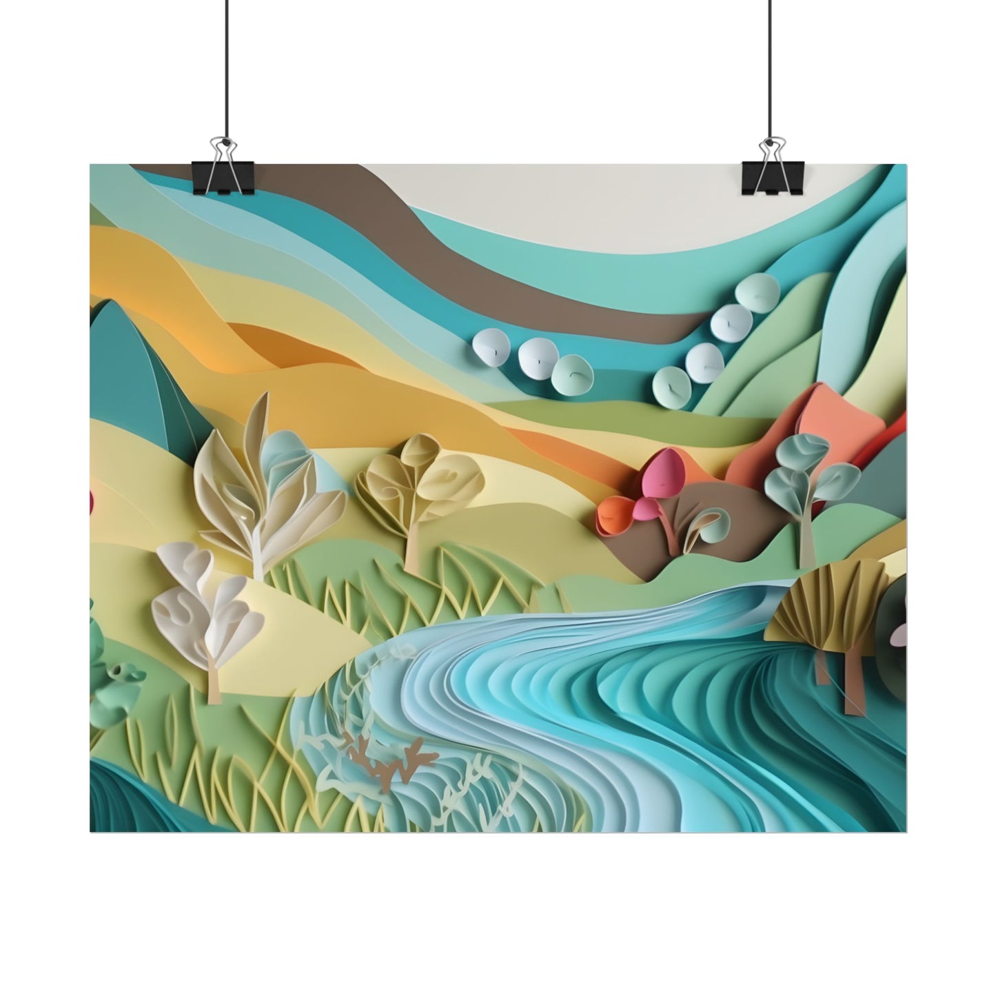 Magical Peaceful Beach: Realistic Paper Quilling Art - Poster