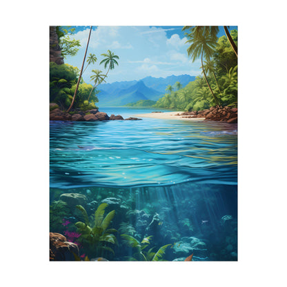 Tropical Island Oasis: Tranquil Tropical Landscape Art - Poster