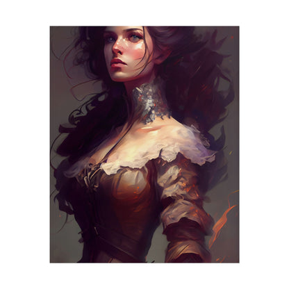 Lovely Brown Hair Portrait: Stunning Female Art - Poster