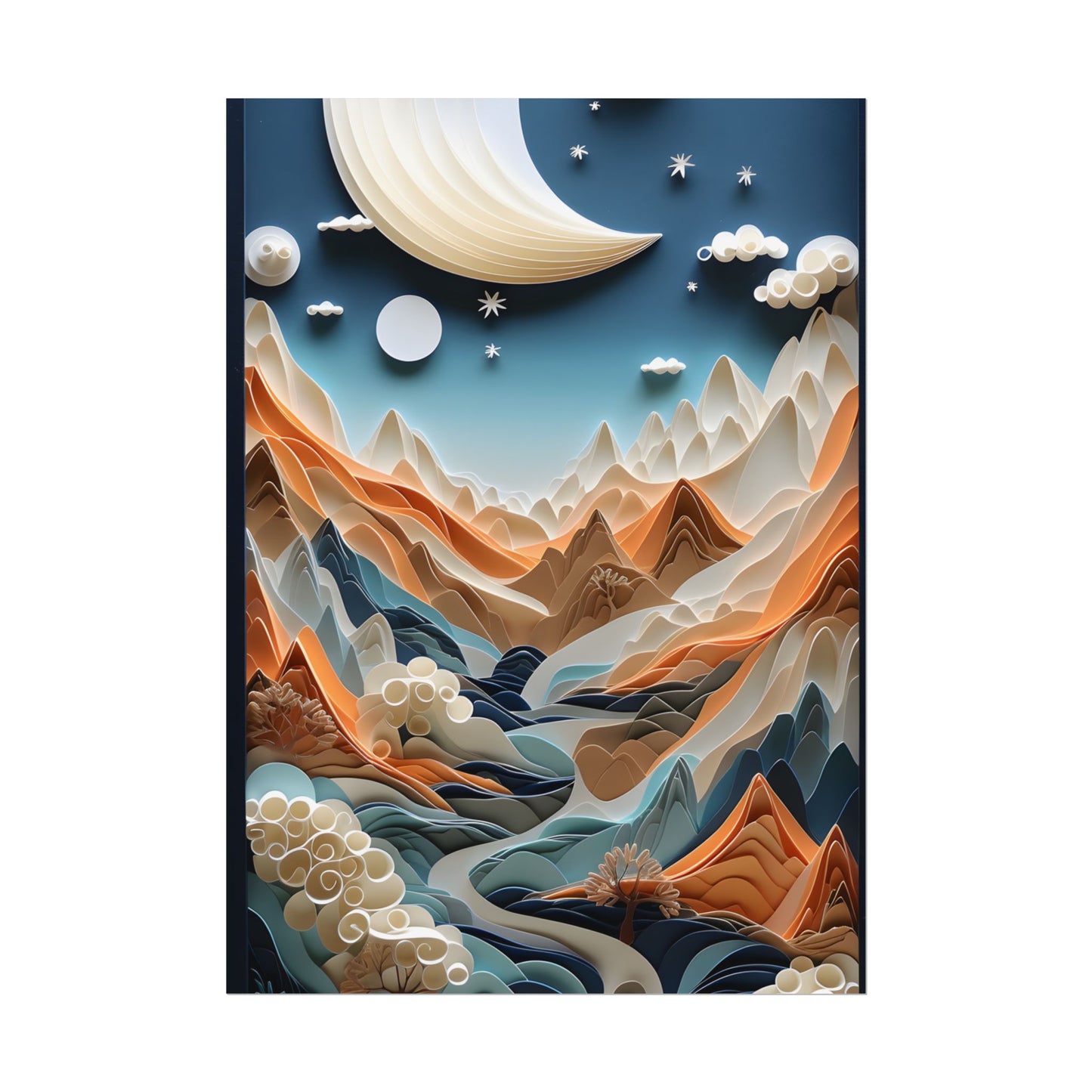 Vibrant European Quilled Landscape: Intricate Paper Art - Poster