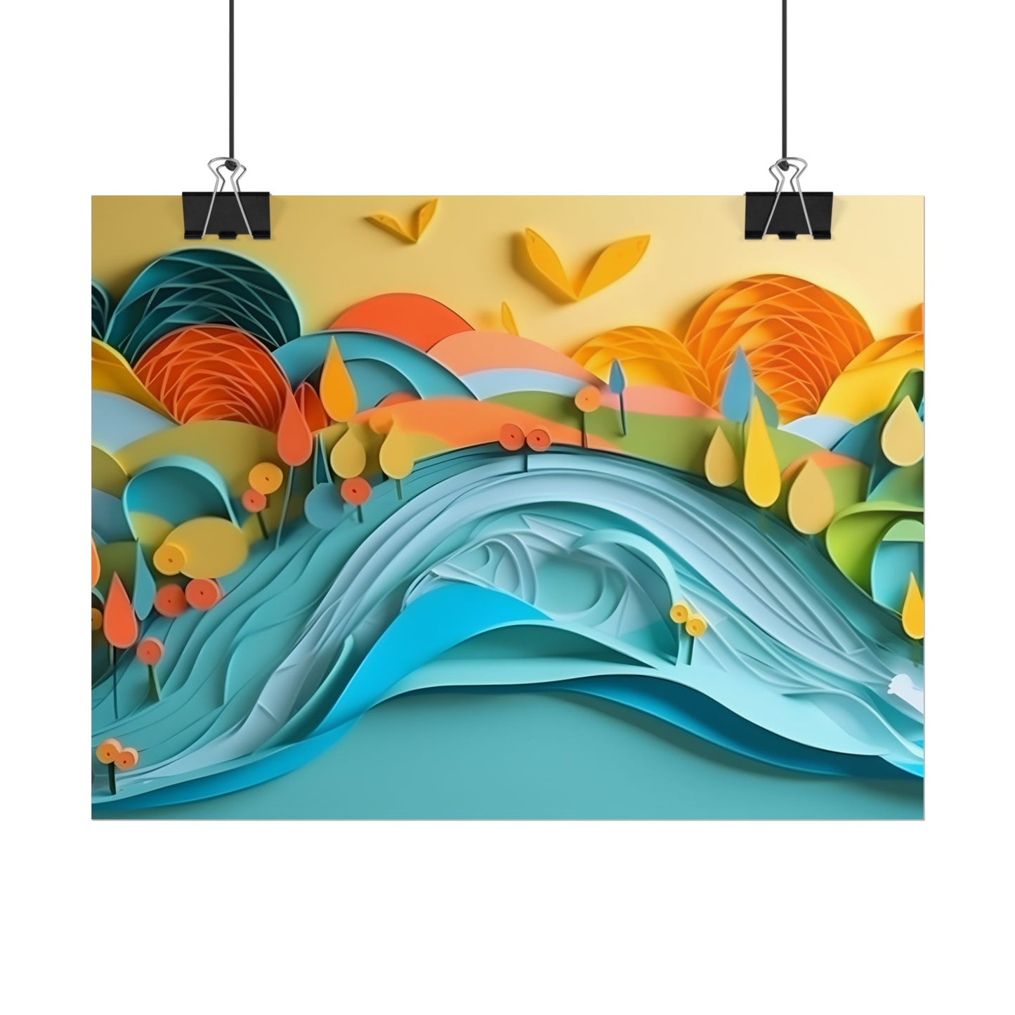 Magical Peaceful Beach: Paper Quilled Serenity - Poster