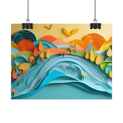 Magical Peaceful Beach: Paper Quilled Serenity - Poster