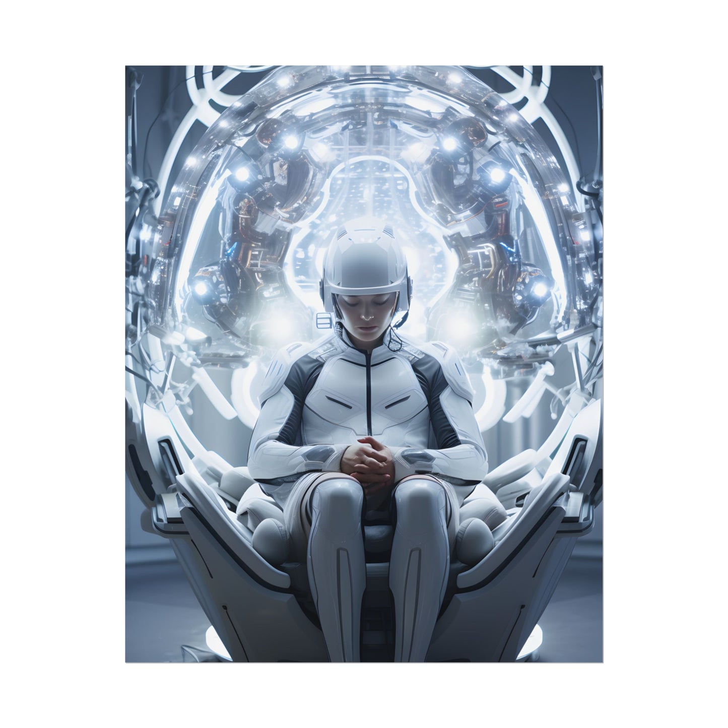 Elderly Man in a Complex Web: Medical Experiment Artwork - Poster