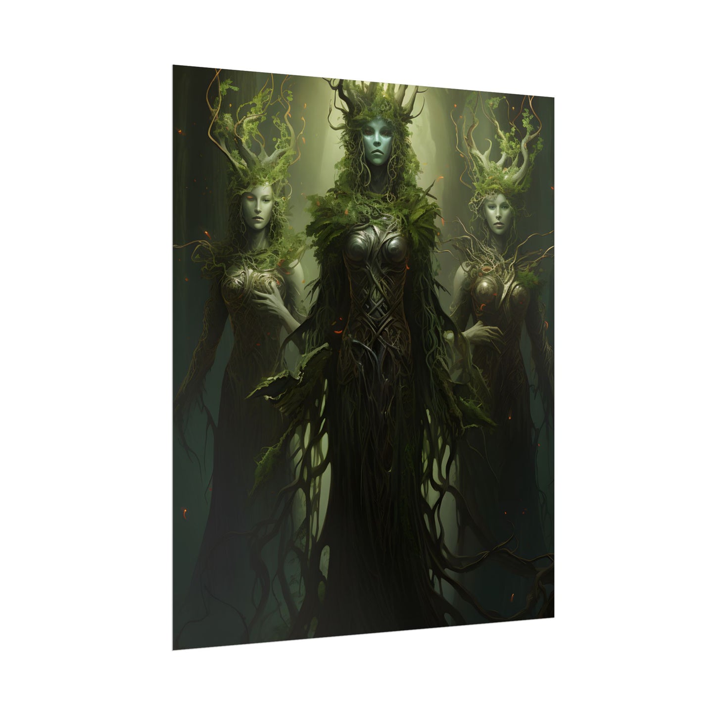 Mystical Forest Guardians: Ancient Tree Spirits Digital Art - Poster