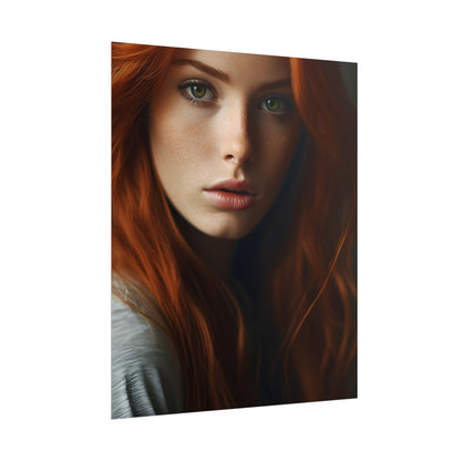 Redhead Woman in Nature: Candid Photo - Poster