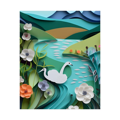 Vibrant Paper Quilling Island: A Beautiful Tropical Landscape - Poster