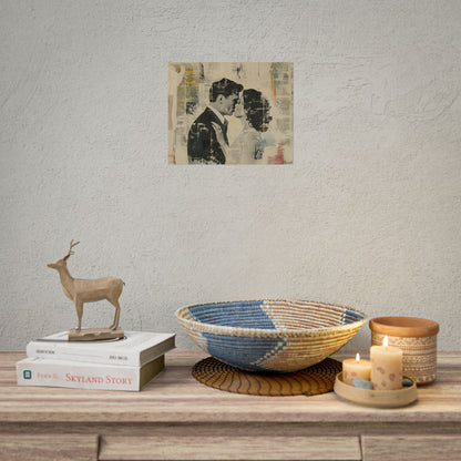 Vintage Romance: Celebratory Couple Art Poster - Poster