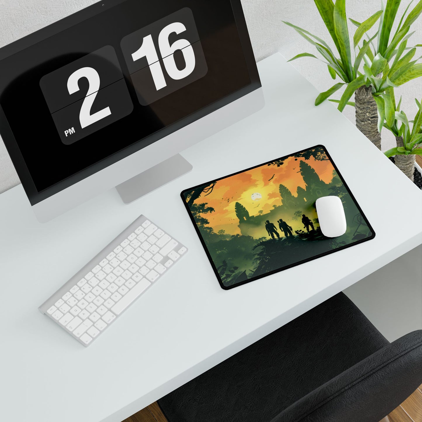 Timeless Grayscale: A Duo's Bond - Desk Mat