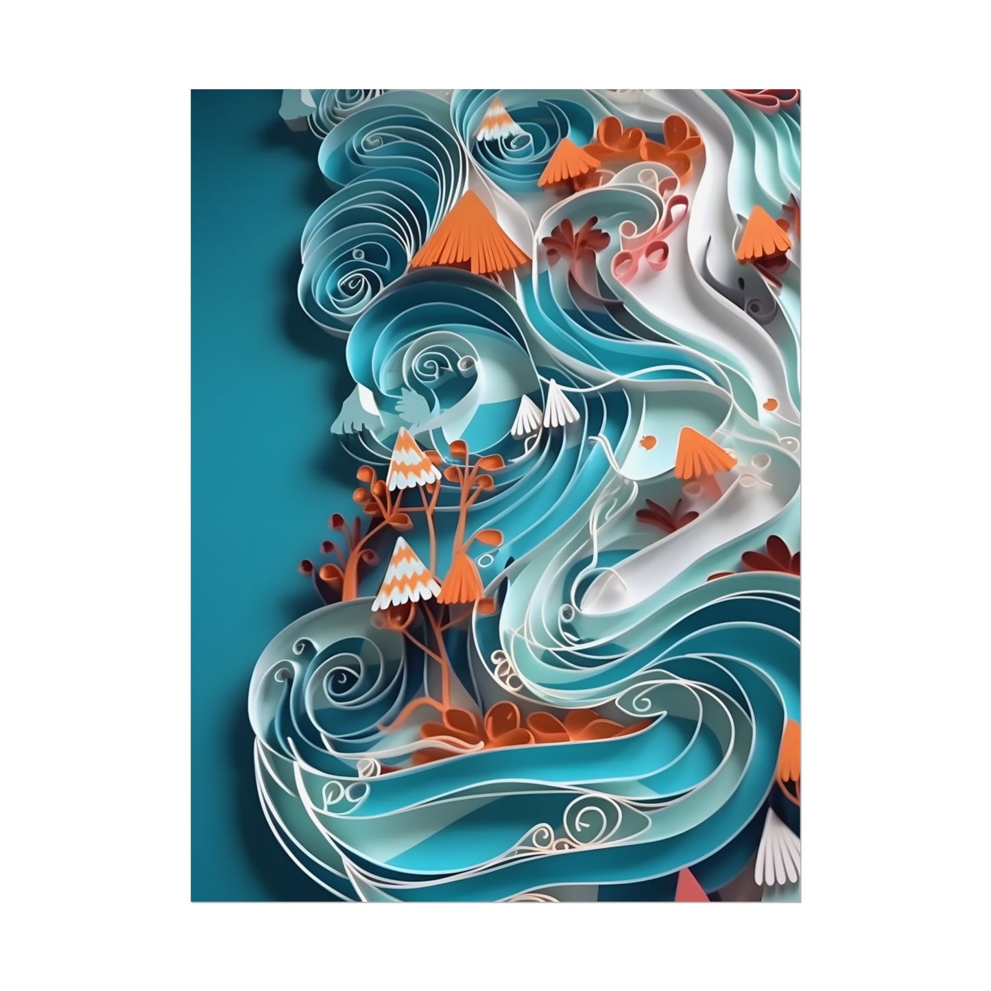 Paper Quilled Canyon Landscape: Natural Desert Artwork - Poster