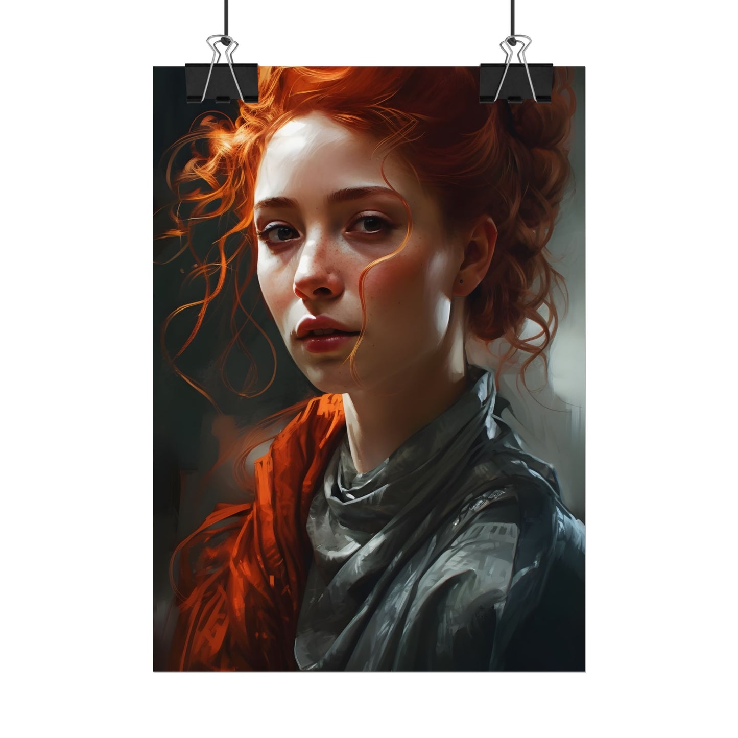 Astonishing Redhead Portrait: Neutral Expression Art - Poster