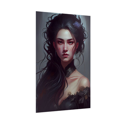 Astonishing Female Portrait: Dr. Black Hair Elegance - Poster
