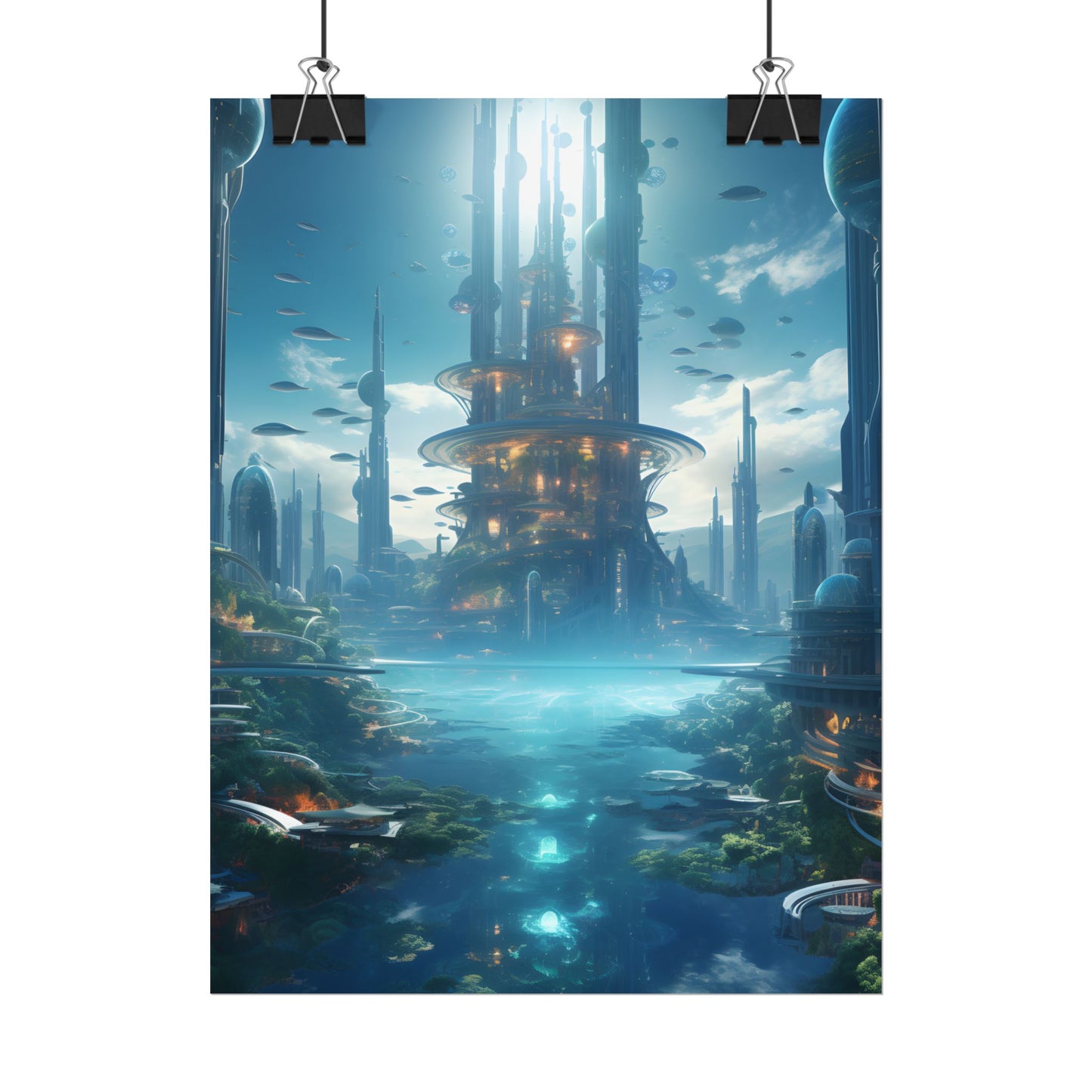 Underwater Futuristic City: Submerged Metropol Digital Artwork - Poster