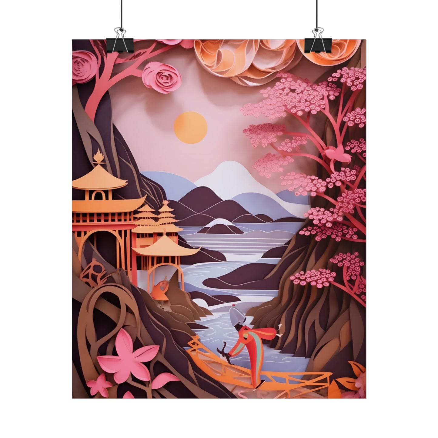 Japanese Vibrance: Eye-Catching Paper Quilled Landscape Art - Poster