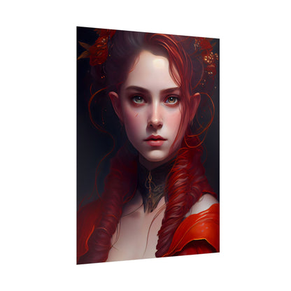 Redhead Portrait: Vibrant Dress Artwork - Poster