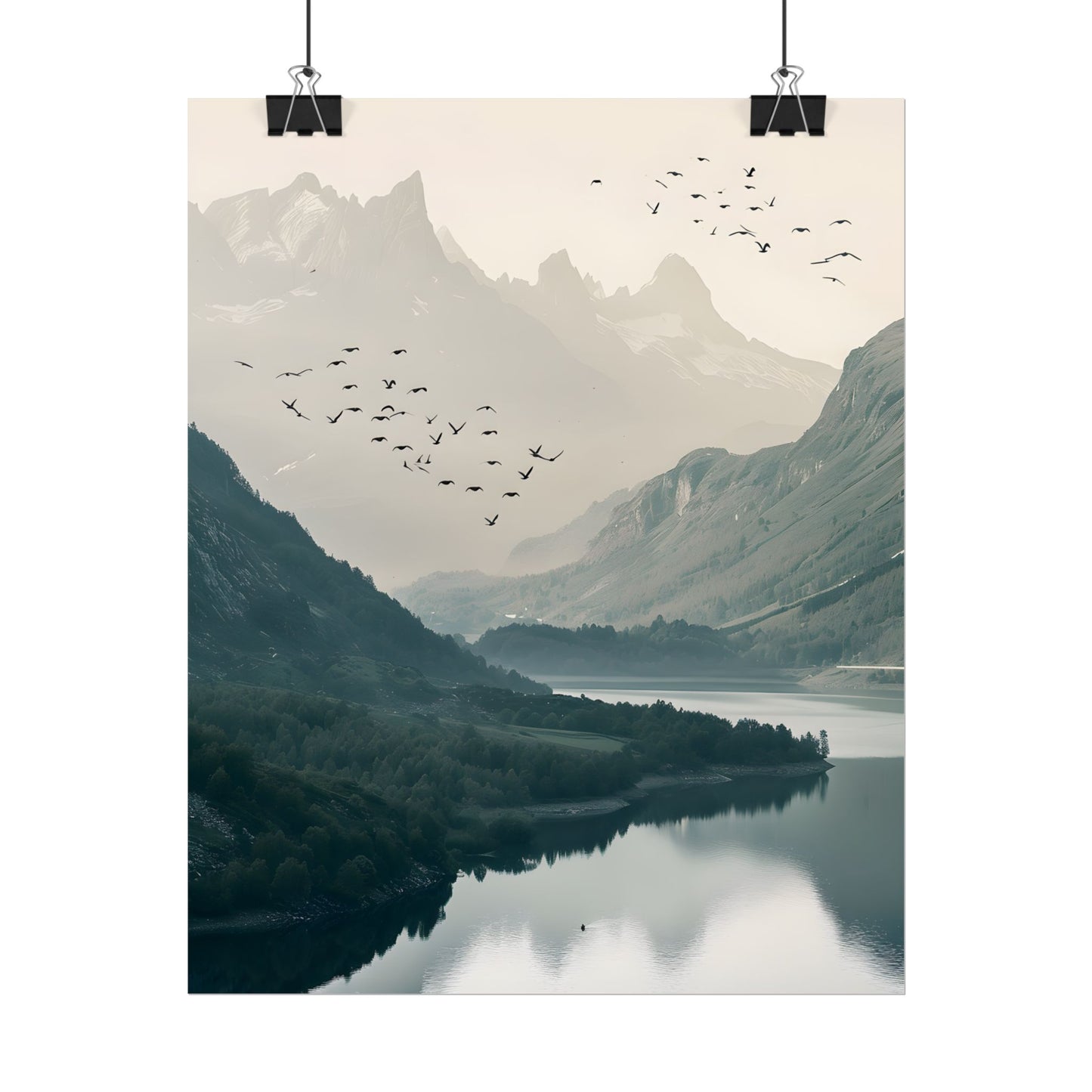 Serene Mountain Lake: A Peaceful Nature Artwork - Poster
