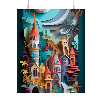 Eye-Catching European Landscape: Paper Quilling Artwork - Poster