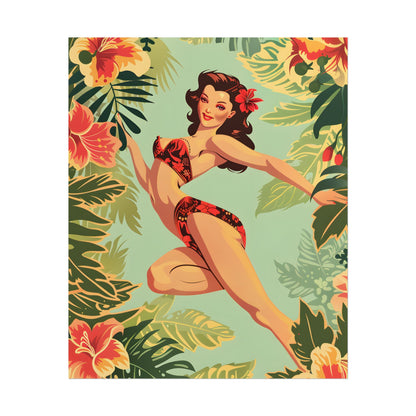 Vintage Retro Pin-Up Girl: Mid-Century Art Illustration - Poster