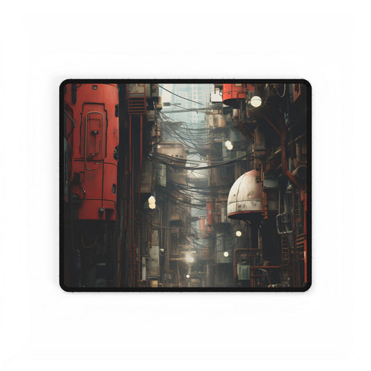 A New Era Unfolds: Post-Apocalyptic Steampunk Cityscape - Desk Mat