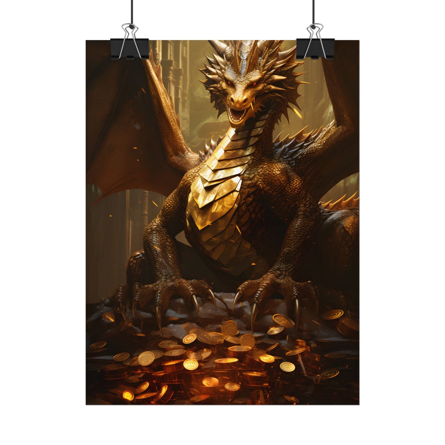 Majestic Dragon Guardian: Fantasy Artwork in a Magical Lair - Poster