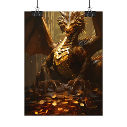 Majestic Dragon Guardian: Fantasy Artwork in a Magical Lair - Poster
