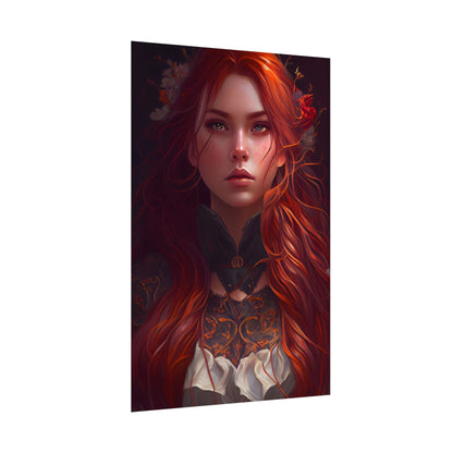 Redhead Female Portrait in a Dress - Poster