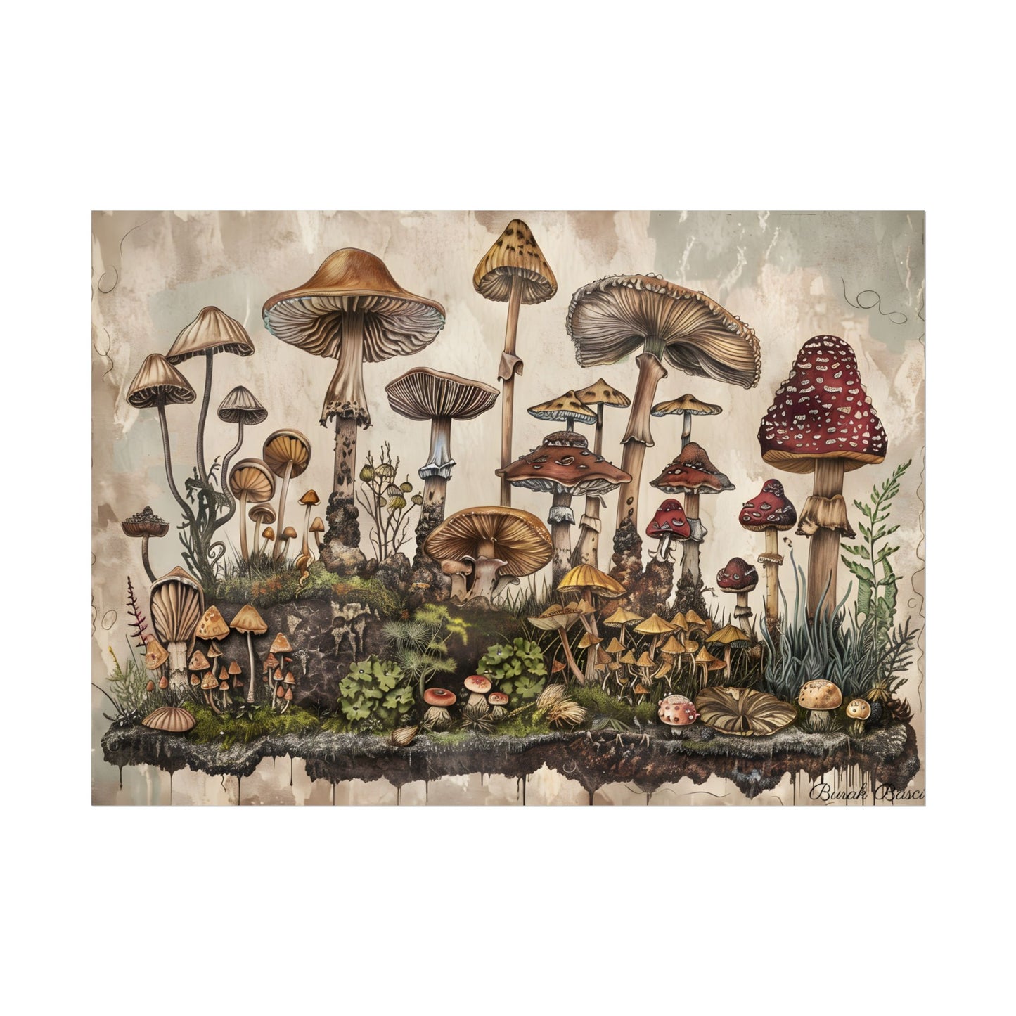 Vintage Mushroom Illustrations: A Collection of Unique Fungi - Poster
