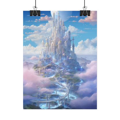 Floating City in Celestial Realm: Serene Fantasy Artwork - Poster