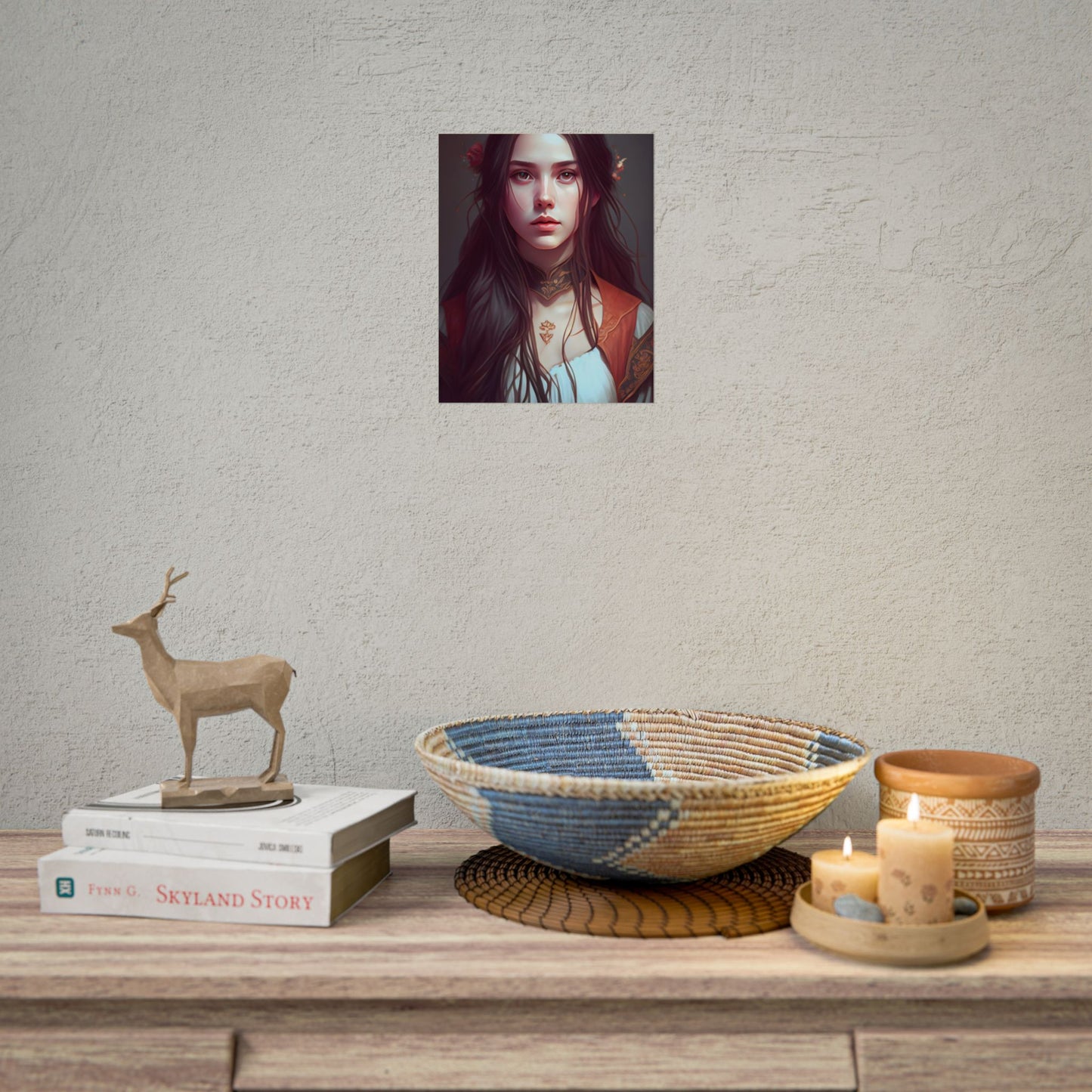 Sophisticated Female Portrait: Brown Hair Artwork in Focus - Poster
