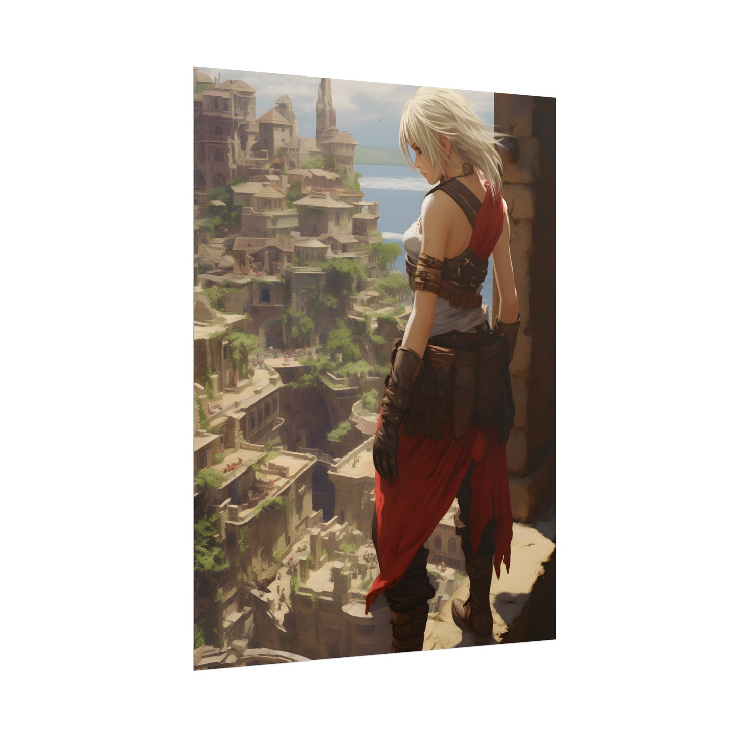 Dramatic Anime Female: Birds Eye View Illustration - Poster