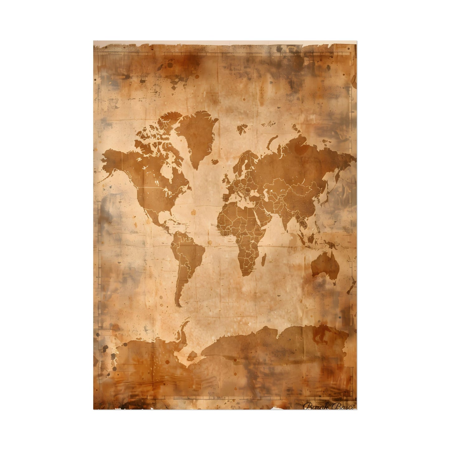Vintage World Map: Artistic Cartography on Canvas - Poster