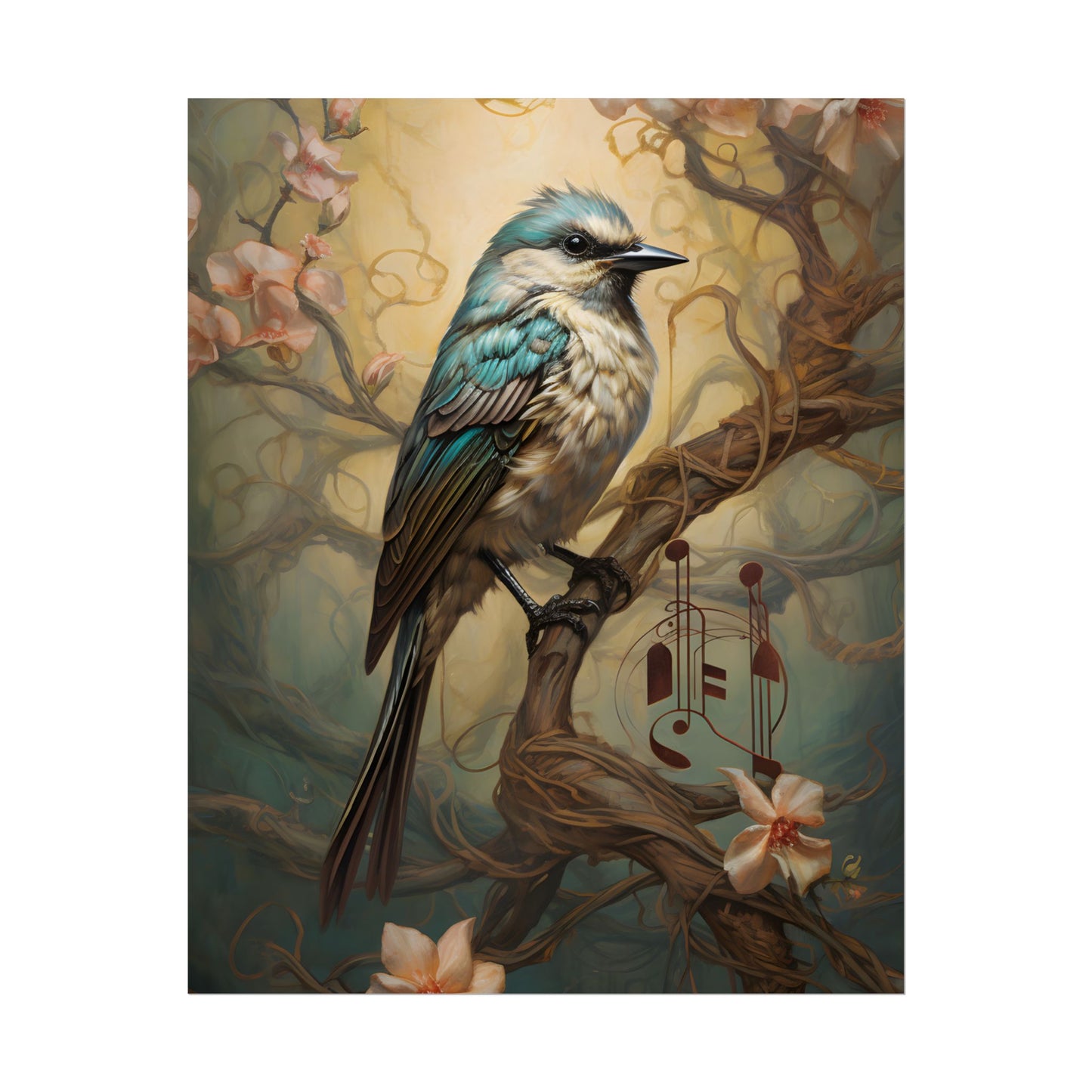 Blue Beauty: A Majestic Songbird in Nature - Poster