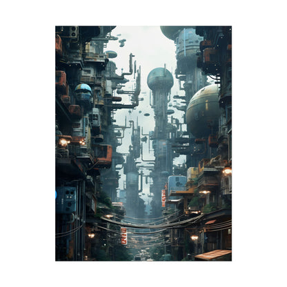 Post-Apocalyptic Ruin: Steampunk Cityscape Art - Poster