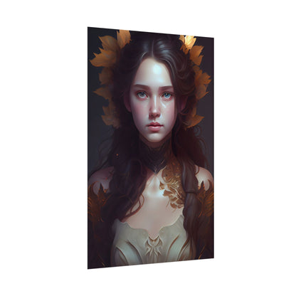 Brown Hair Female Portrait: Artistic Style Digital Art - Poster