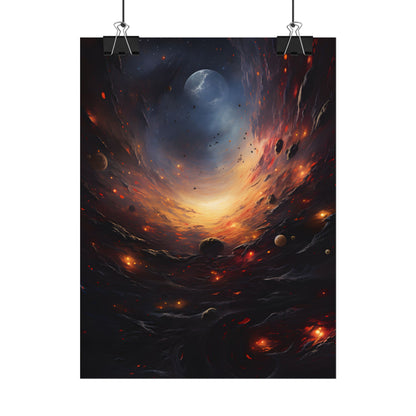 Cosmic Orbit: Six Planets Swirl Around a Black Hole - Poster