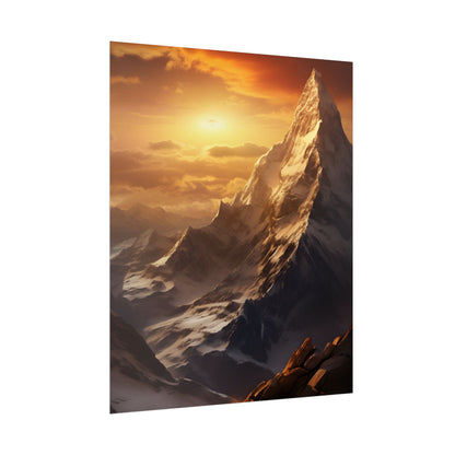 Majestic Mountain Summit: Epic Sunrise View - Nature Landscape Art - Poster