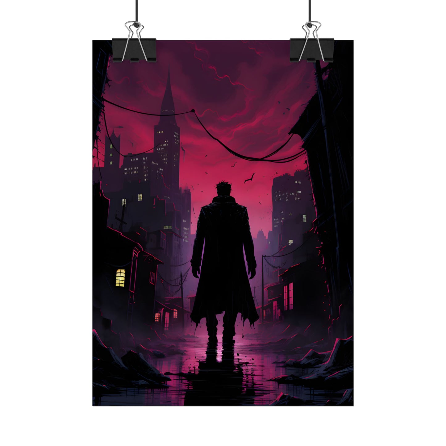 Gritty Urban Scene: Detective in Thought - Poster