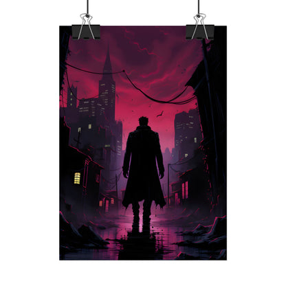 Gritty Urban Scene: Detective in Thought - Poster