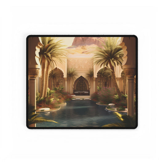 Serene Desert Oasis Art: Arabian Nights-Inspired Print - Desk Mat