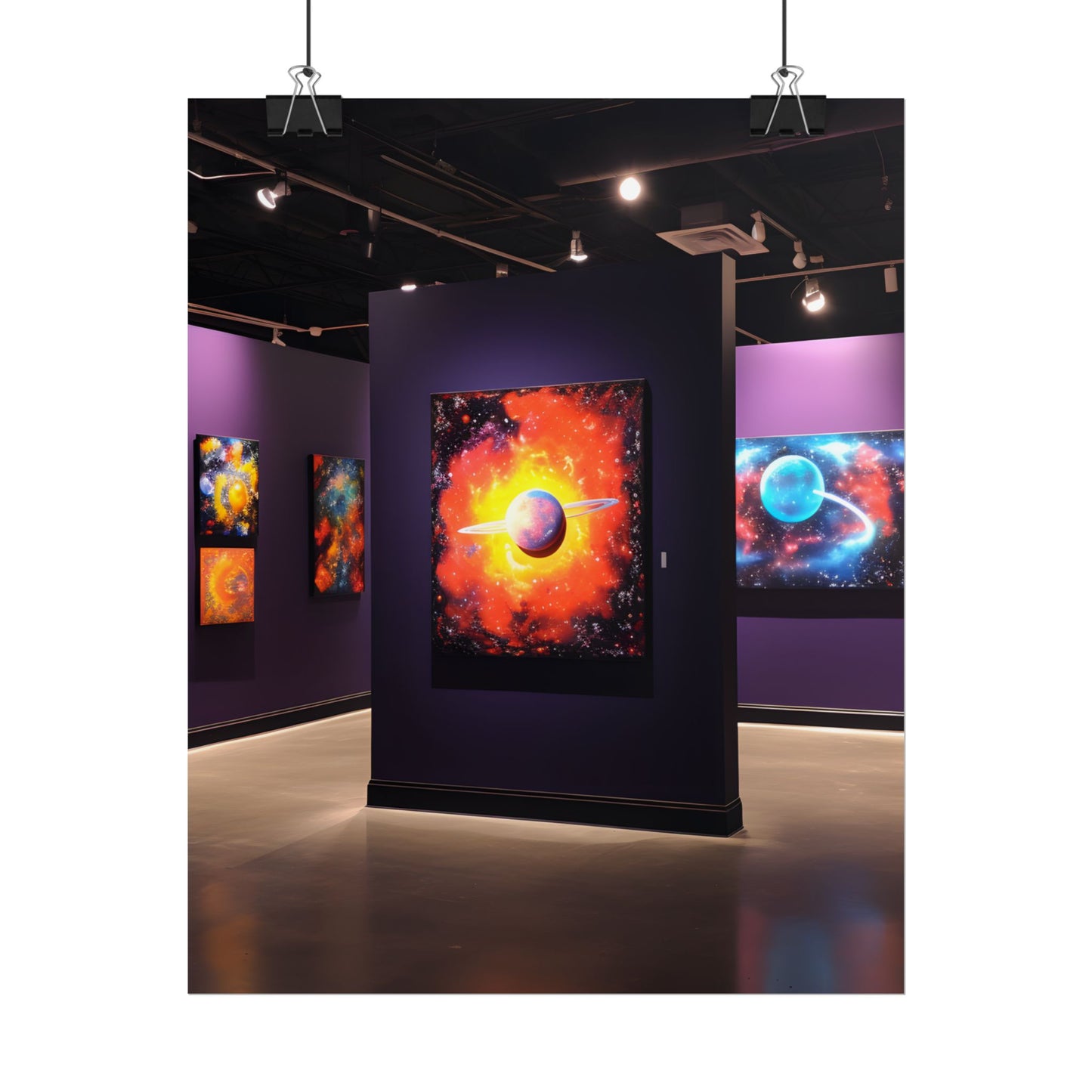 Celestial Art Gallery: Indoor Space with Dark-Light Contrast - Poster