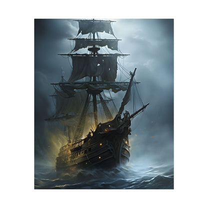 Ghostly Pirate Voyage: Historic Sea Travel Digital Art - Poster