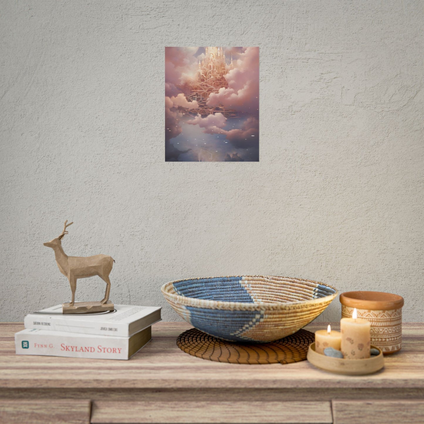 Celestial Fantasy Floating City: Digital Artwork - Poster