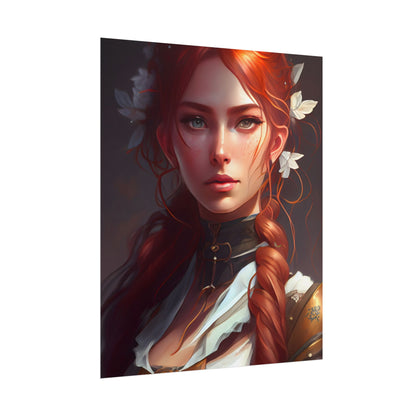 Elegant Redhead Portrait: Dark Background Artwork - Poster