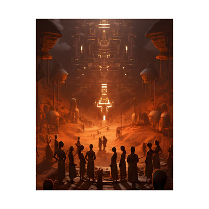 Vibrant Futuristic Tribal Gathering: Digital Art - Poster