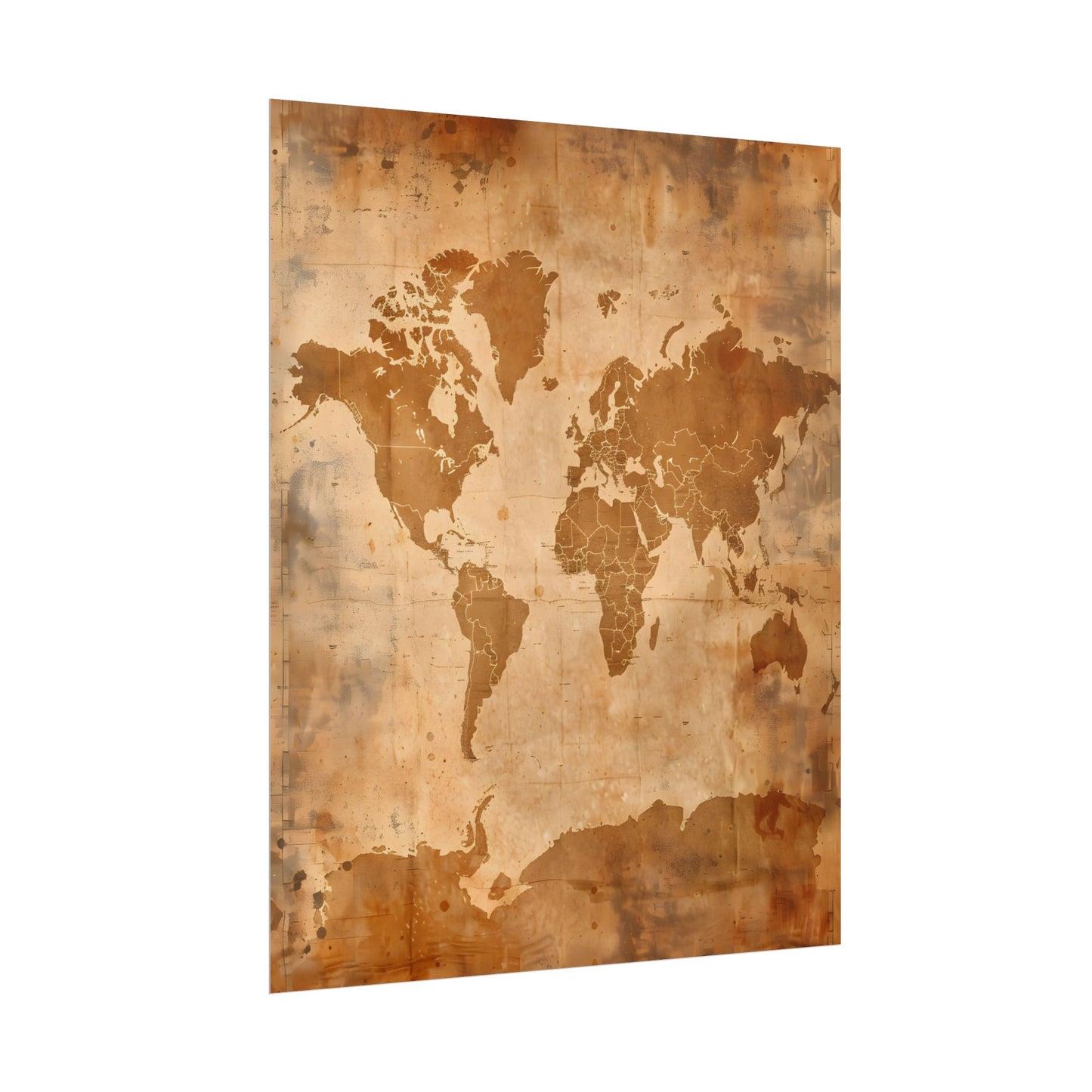 Vintage World Map: Artistic Cartography on Canvas - Poster