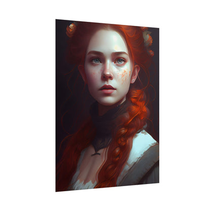 Astonishing Redhead Portrait: Elegant Young Woman in Dress - Poster