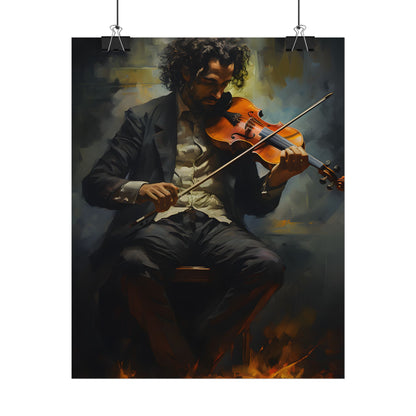 Mysterious Musician Portrait: Digital Artwork - Poster