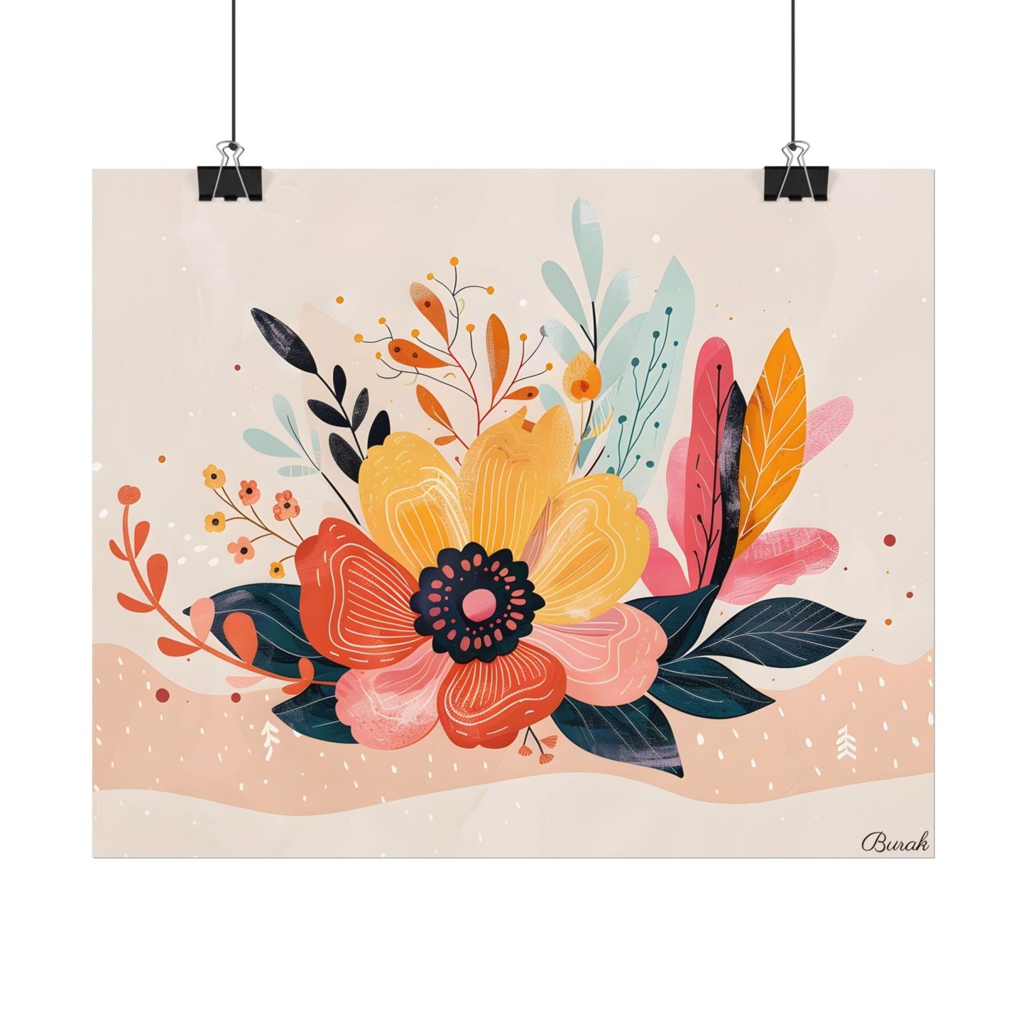 Blooming Growth: Vibrant Flower Artwork - Poster