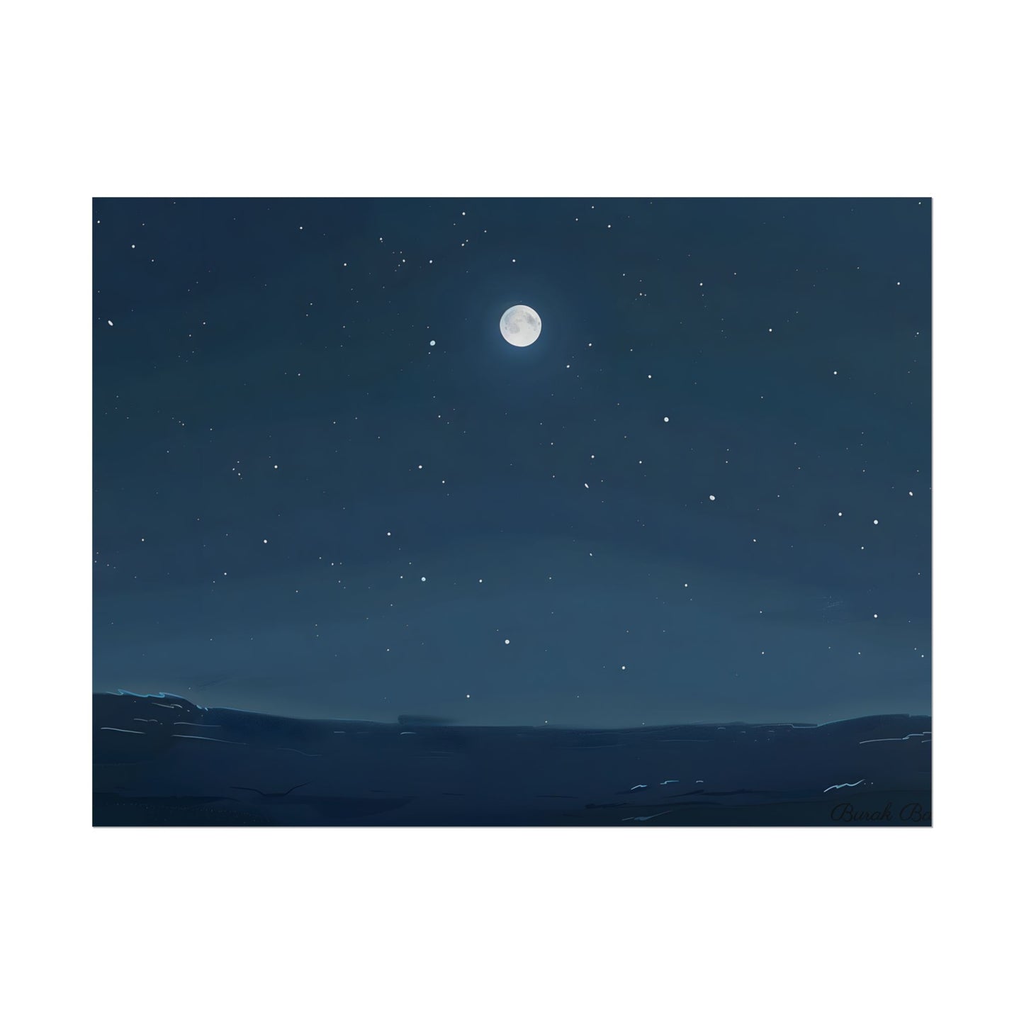 Starry Night Sky: Minimalist Beauty in Blue - Poster
