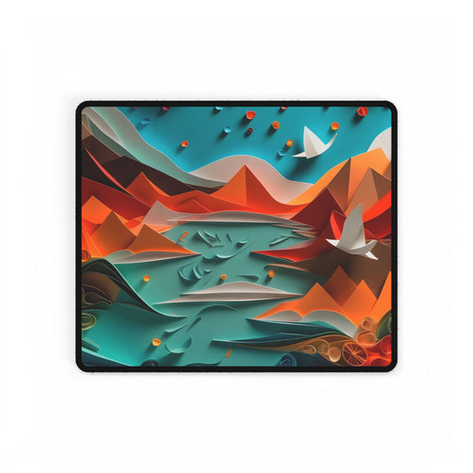 Abstract Geometric Art: Colorful Shapes in Harmony - Desk Mat